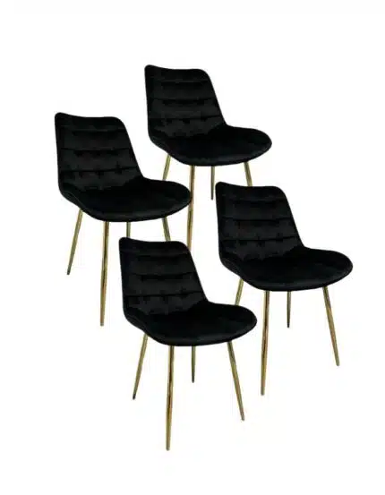 Pack 4 Sillas de Comedor Macron Terciopelo patas doradas