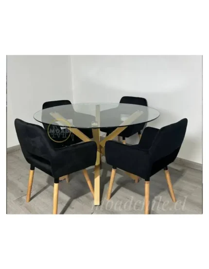 Comedor Redondo Houston Square Terciopelo 4P