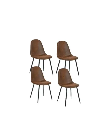 Pack 4 Sillas Paris Ecocuero vintage café oscuro Patas negras