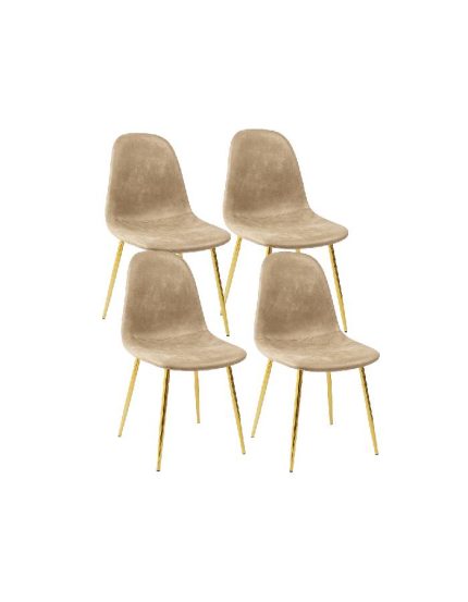 Pack 4 Sillas Paris Ecocuero Vintage Patas Doradas