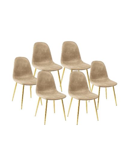 Pack 6 Sillas Paris Ecocuero Vintage Patas Doradas