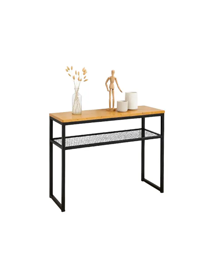 Arrimo Estilo Industrial con Repisa Metálica y Cubierta de Madera